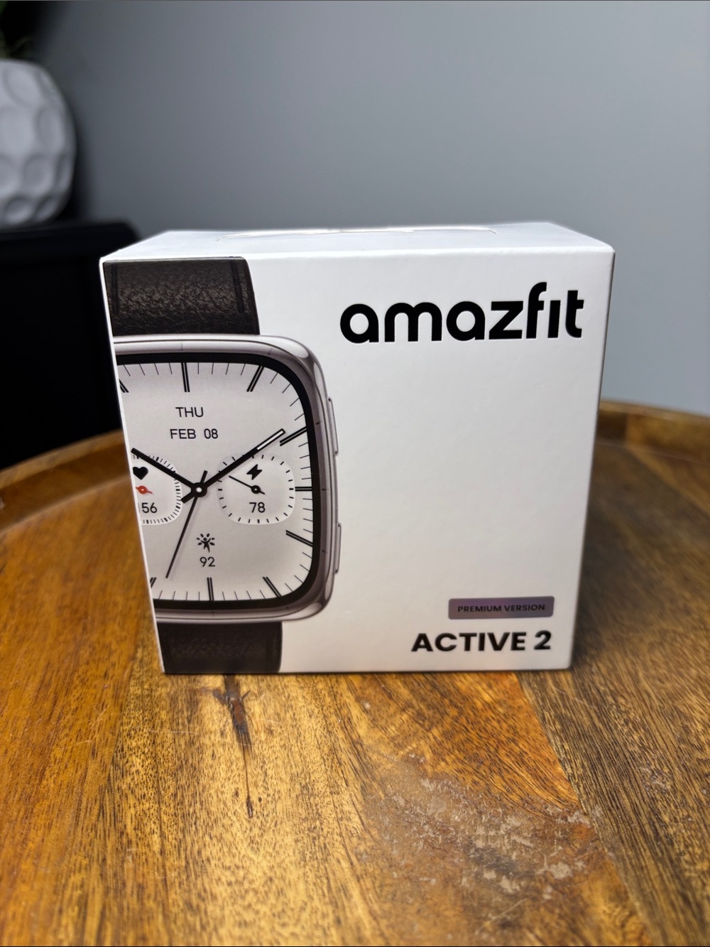 Amazfit Active 2 Square Smart Stainless Steel Watch Zepp OS Black Leather Band